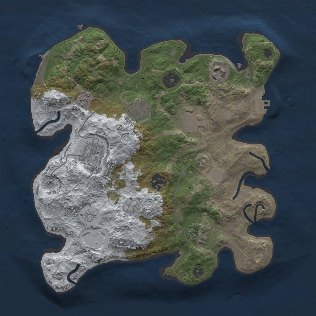 Rust Map: Procedural Map, Size: 3000, Seed: 674204391, 16 Monuments