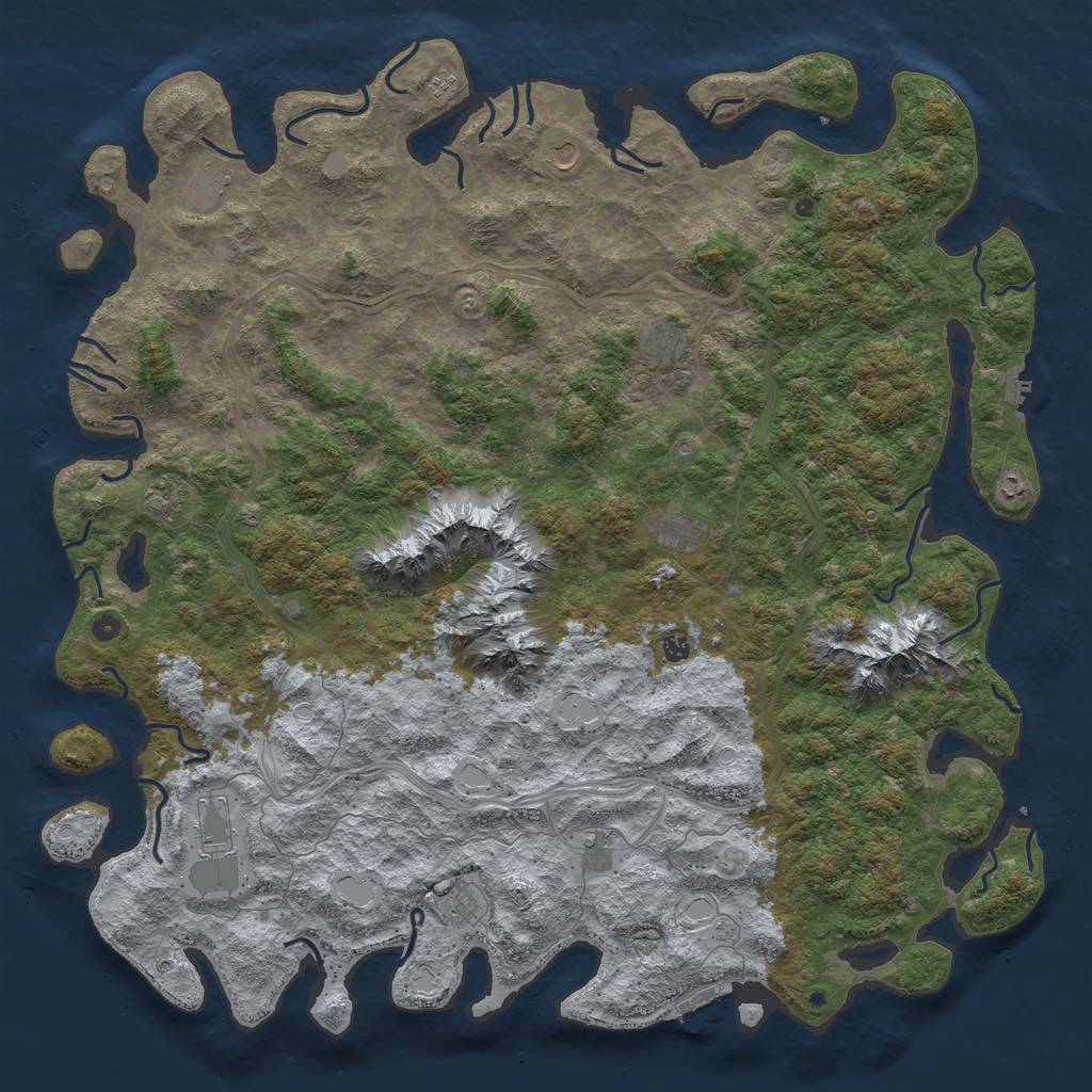 Rust Map: Procedural Map, Size: 6000, Seed: 7250645, 20 Monuments