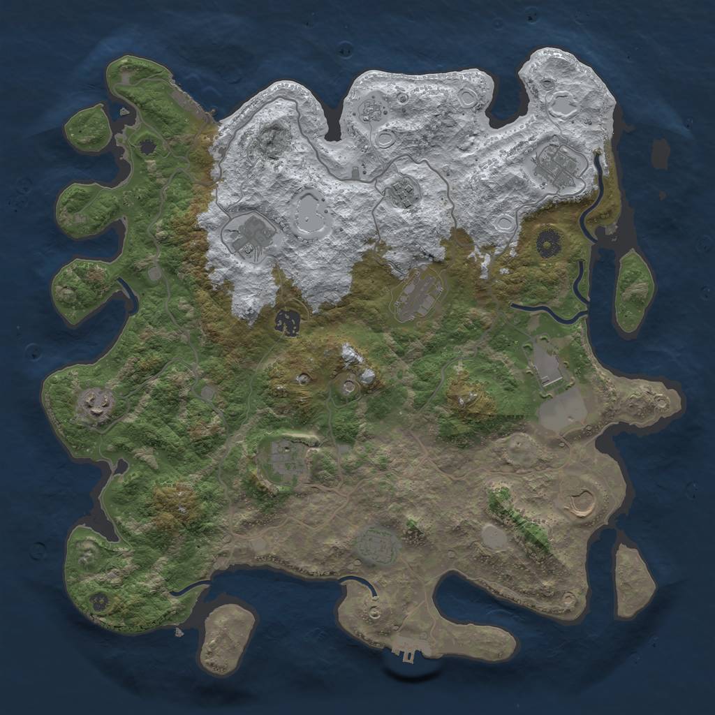 Rust Map: Procedural Map, Size: 4000, Seed: 151991, 19 Monuments