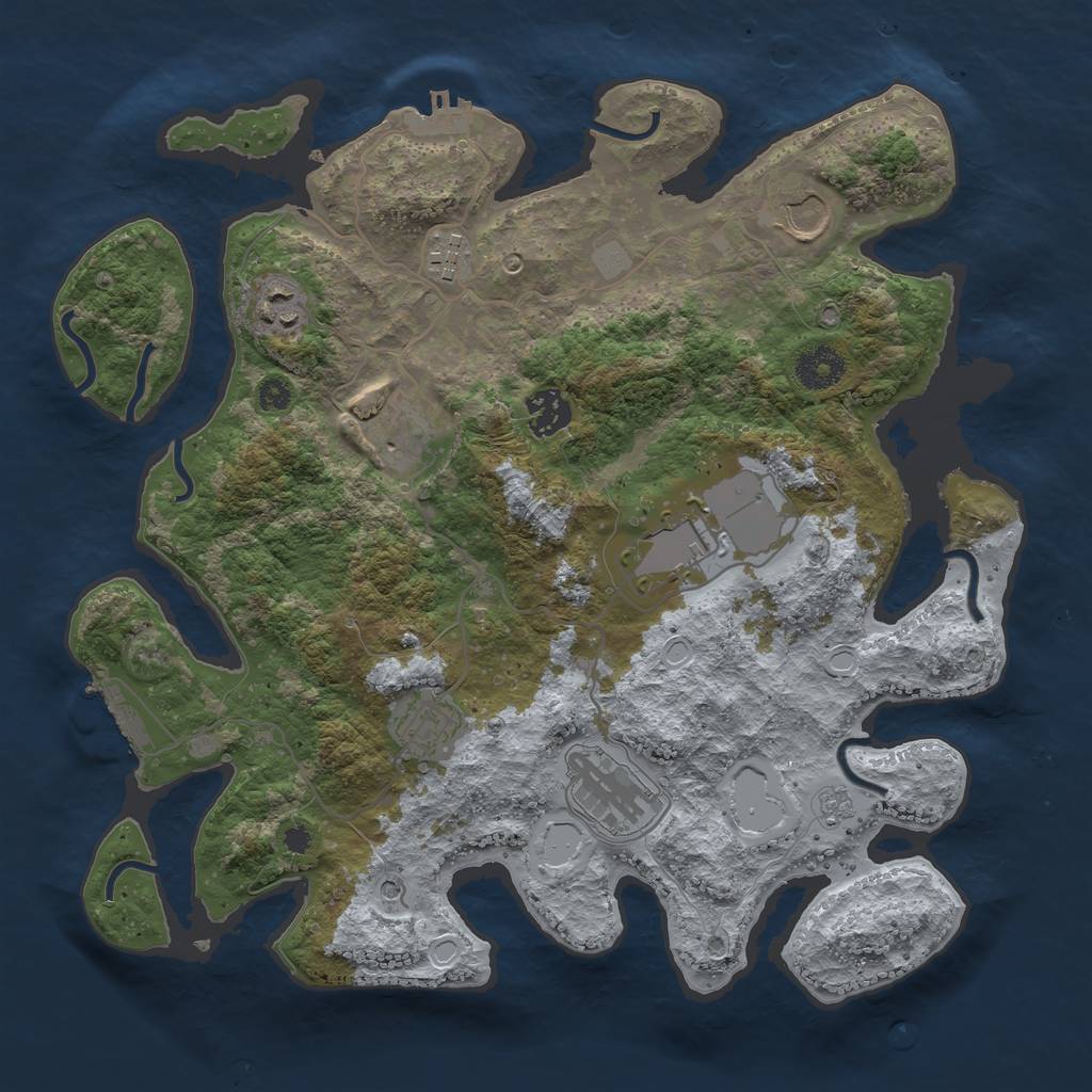Rust Map: Procedural Map, Size: 3500, Seed: 32111, 17 Monuments