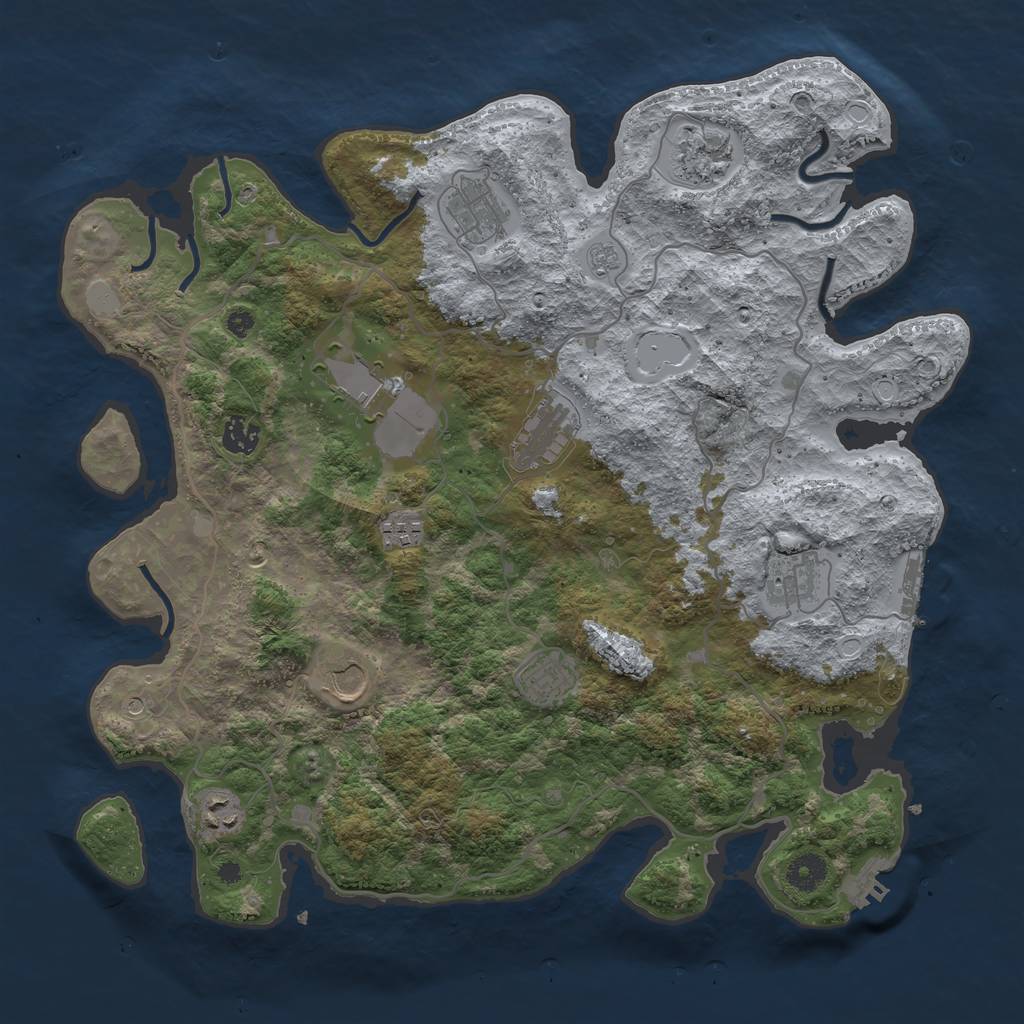 Rust Map: Procedural Map, Size: 4000, Seed: 124365427, 17 Monuments
