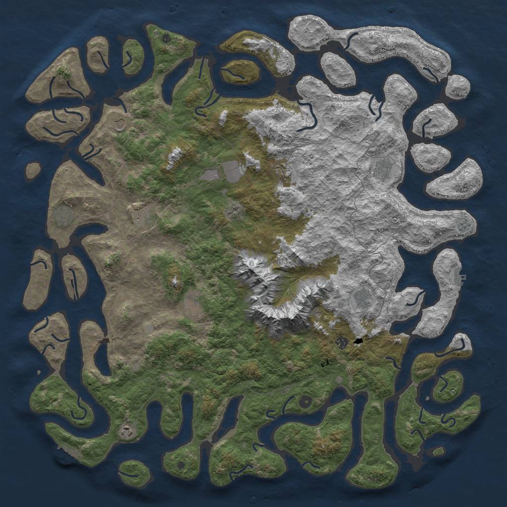 Rust Map: Procedural Map, Size: 6000, Seed: 654677, 19 Monuments