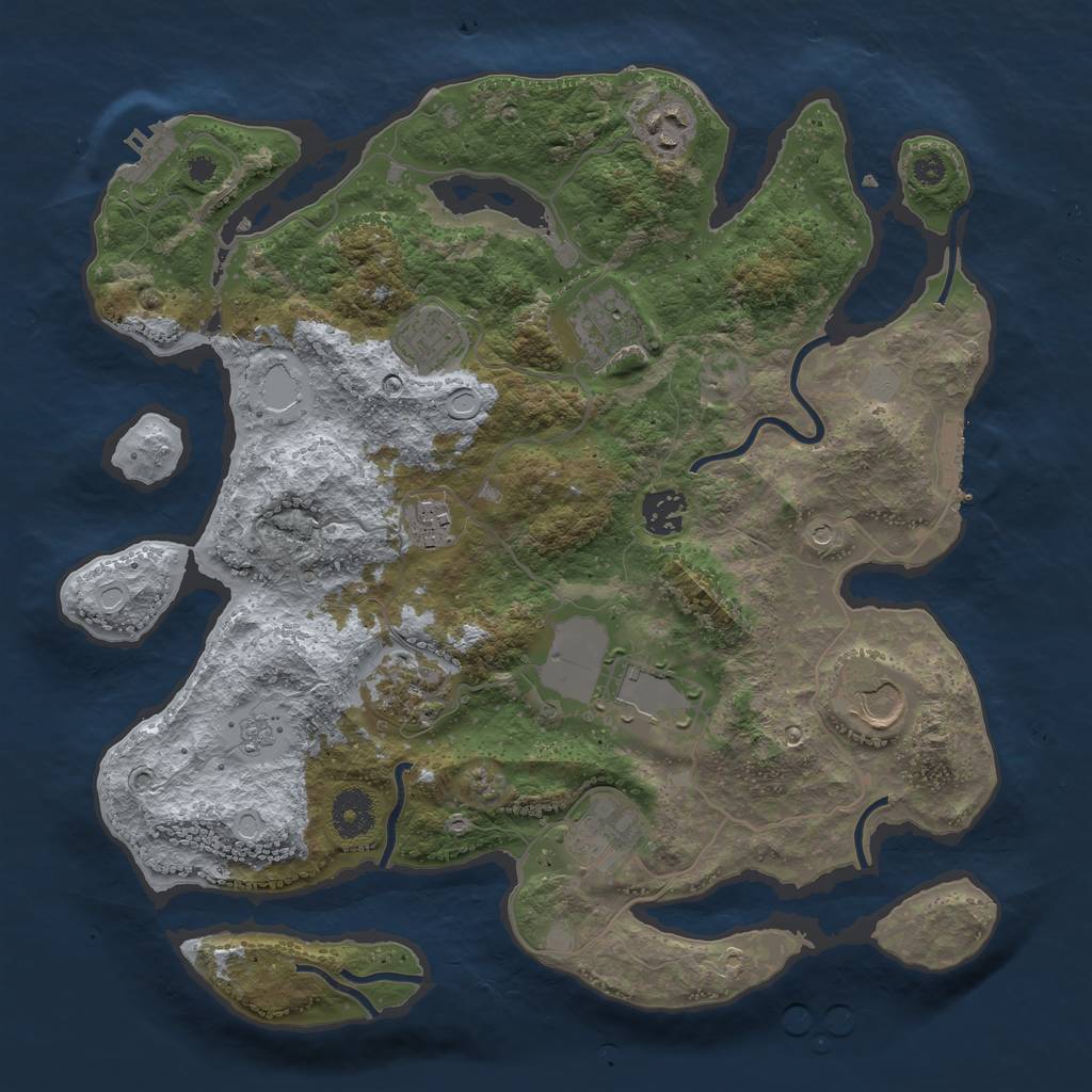 Rust Map: Procedural Map, Size: 3550, Seed: 342400, 18 Monuments