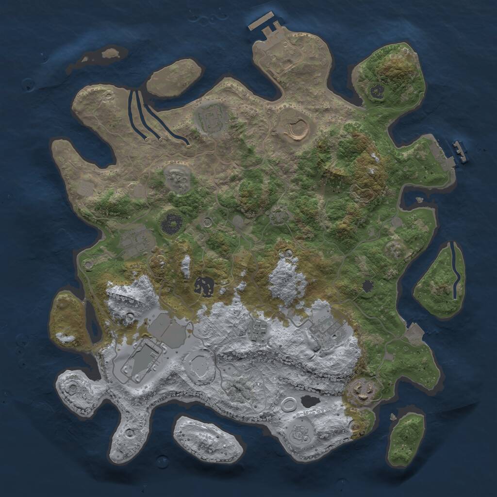 Rust Map: Procedural Map, Size: 3550, Seed: 223153, 14 Monuments