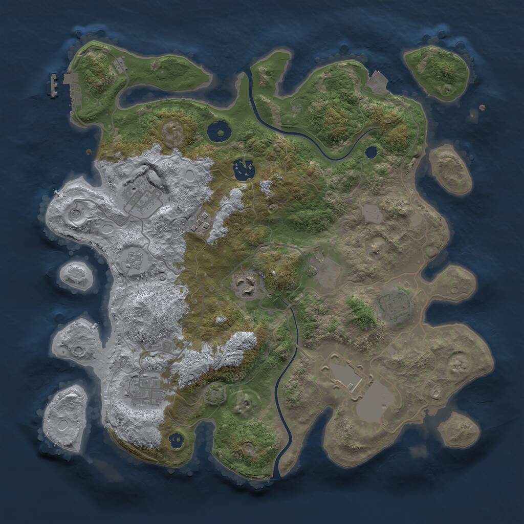 Rust Map: Procedural Map, Size: 3500, Seed: 694037509, 13 Monuments