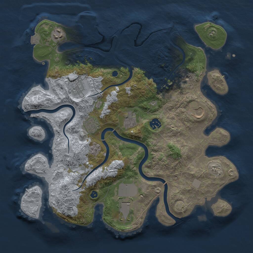 Rust Map: Procedural Map, Size: 3500, Seed: 694037509, 12 Monuments