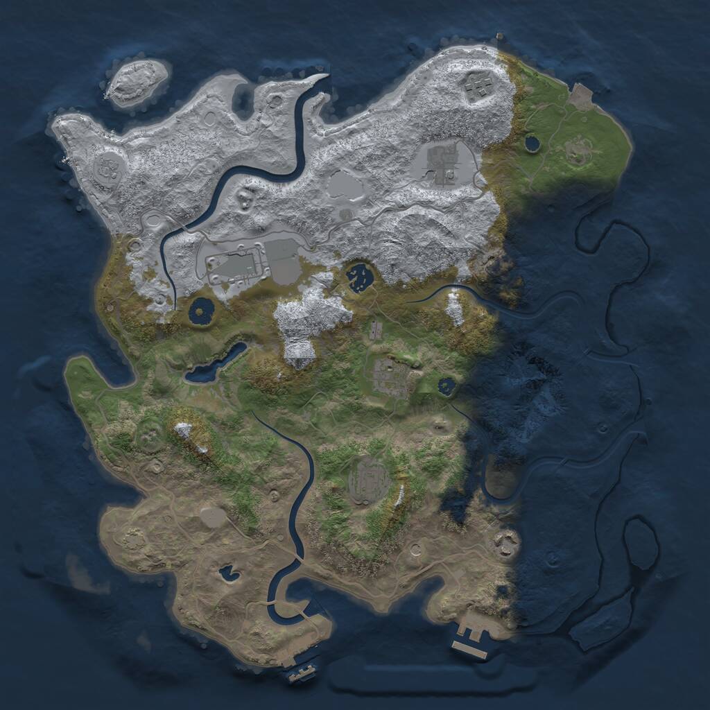 Rust Map: Procedural Map, Size: 4000, Seed: 14512645, 13 Monuments