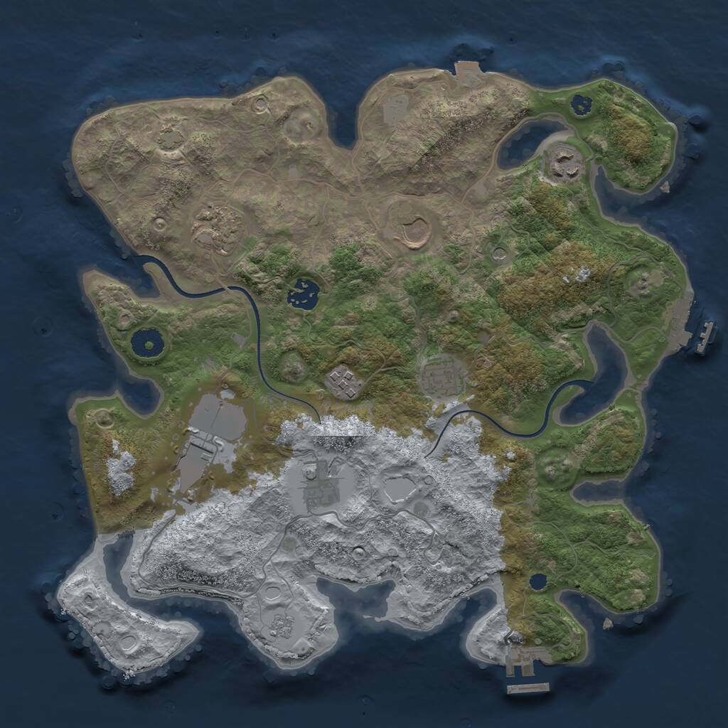 Rust Map: Procedural Map, Size: 3500, Seed: 1839095573, 14 Monuments