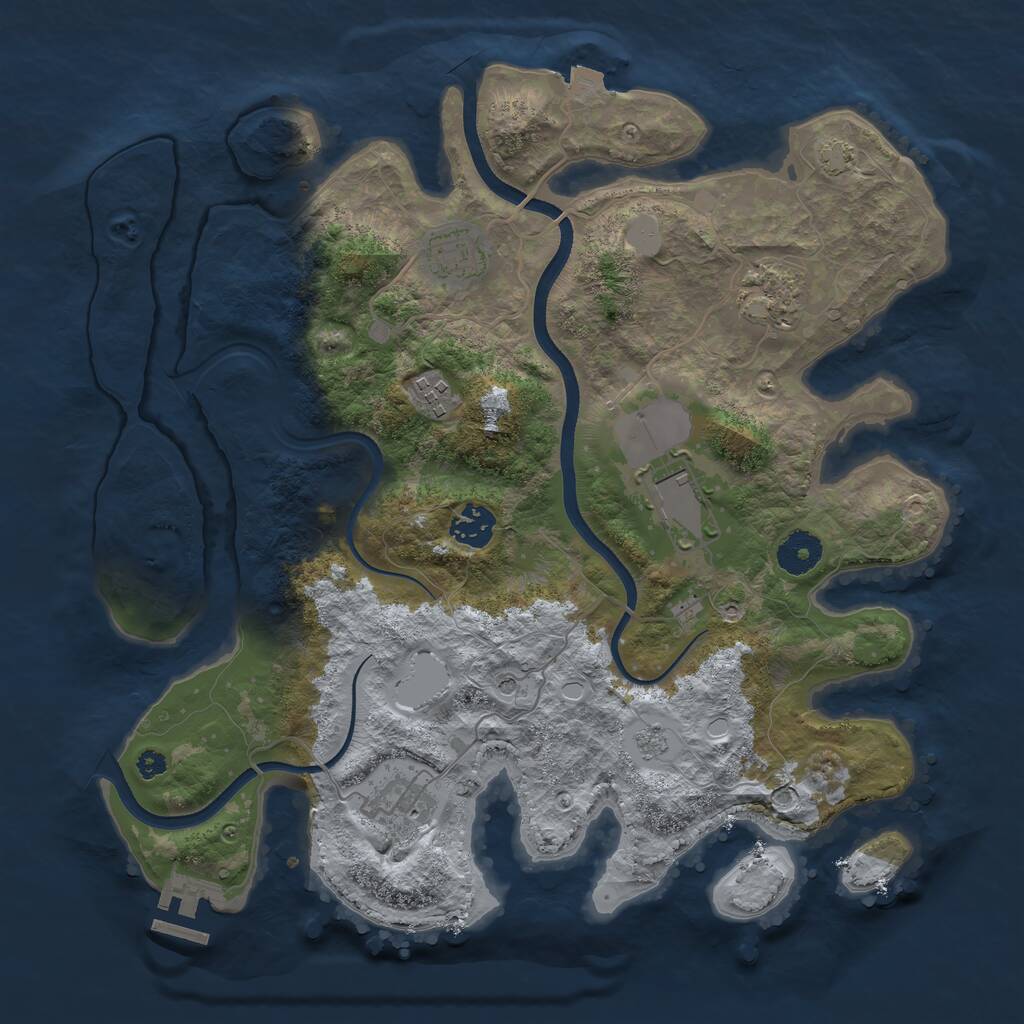 Rust Map: Procedural Map, Size: 3550, Seed: 800060, 11 Monuments