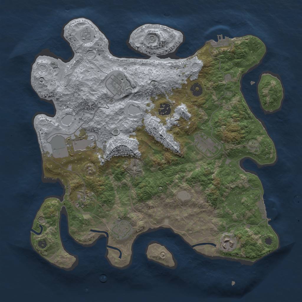 Rust Map: Procedural Map, Size: 3550, Seed: 186378, 14 Monuments