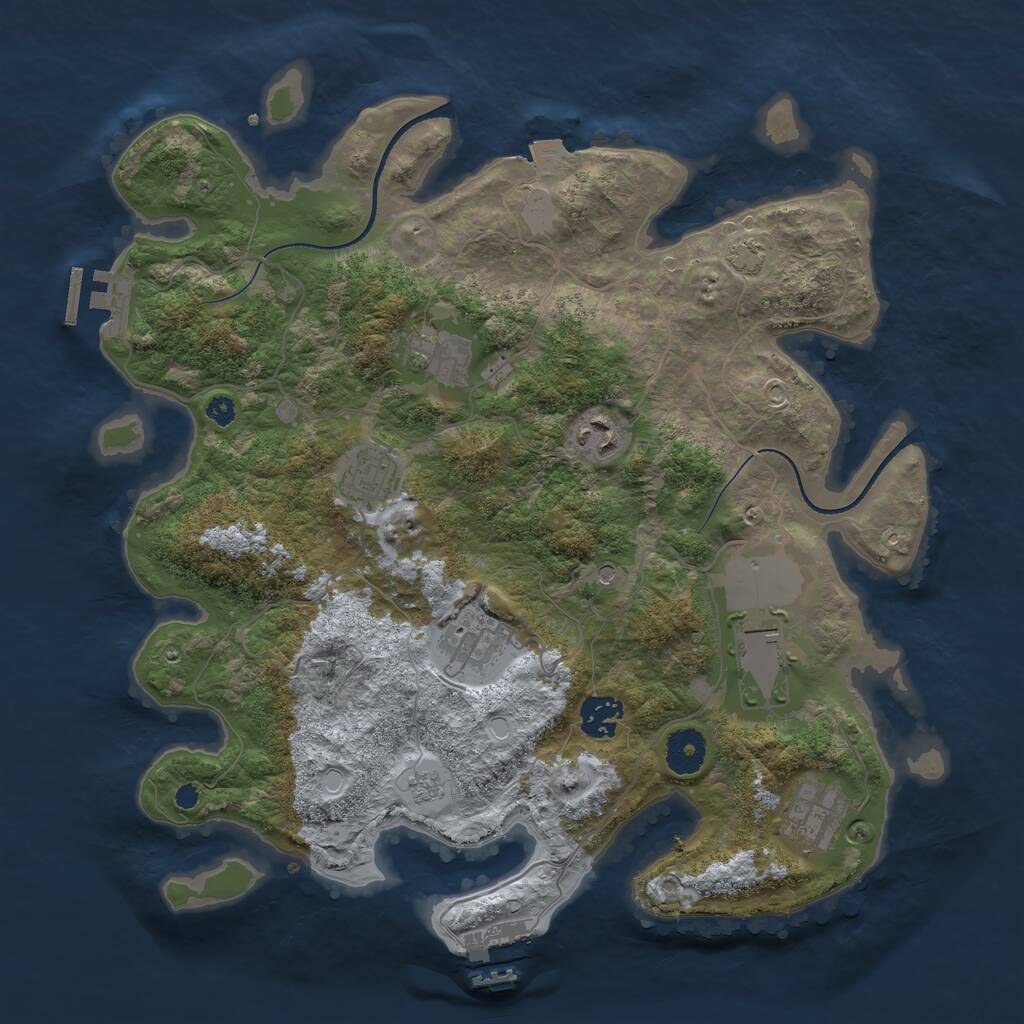 Rust Map: Procedural Map, Size: 3550, Seed: 437267, 13 Monuments
