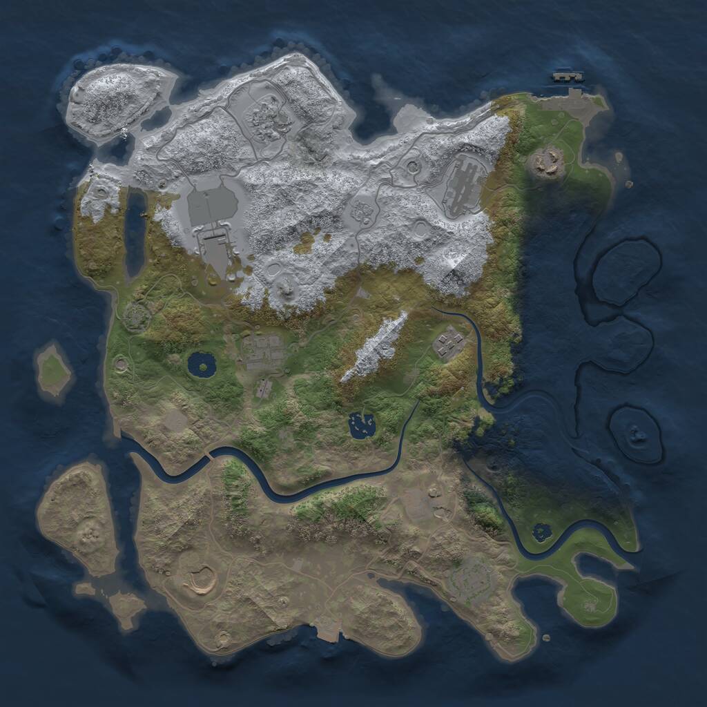 Rust Map: Procedural Map, Size: 3800, Seed: 1937896365, 15 Monuments
