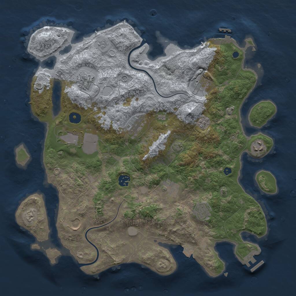 Rust Map: Procedural Map, Size: 3800, Seed: 1937896365, 16 Monuments