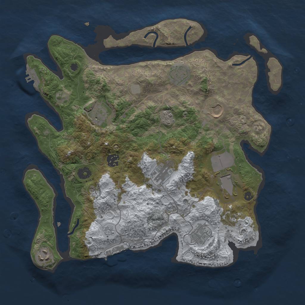 Rust Map: Procedural Map, Size: 3500, Seed: 1915045616, 18 Monuments