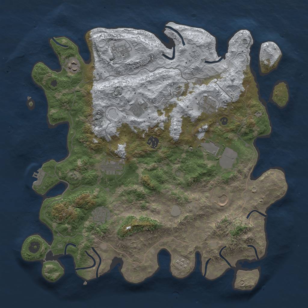Rust Map: Procedural Map, Size: 4000, Seed: 71150765, 18 Monuments
