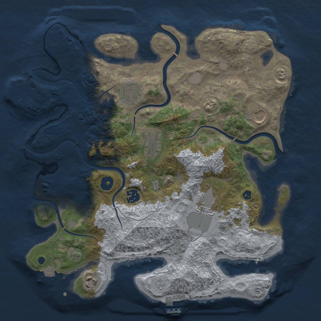 Rust Map: Procedural Map, Size: 3550, Seed: 479310, 12 Monuments