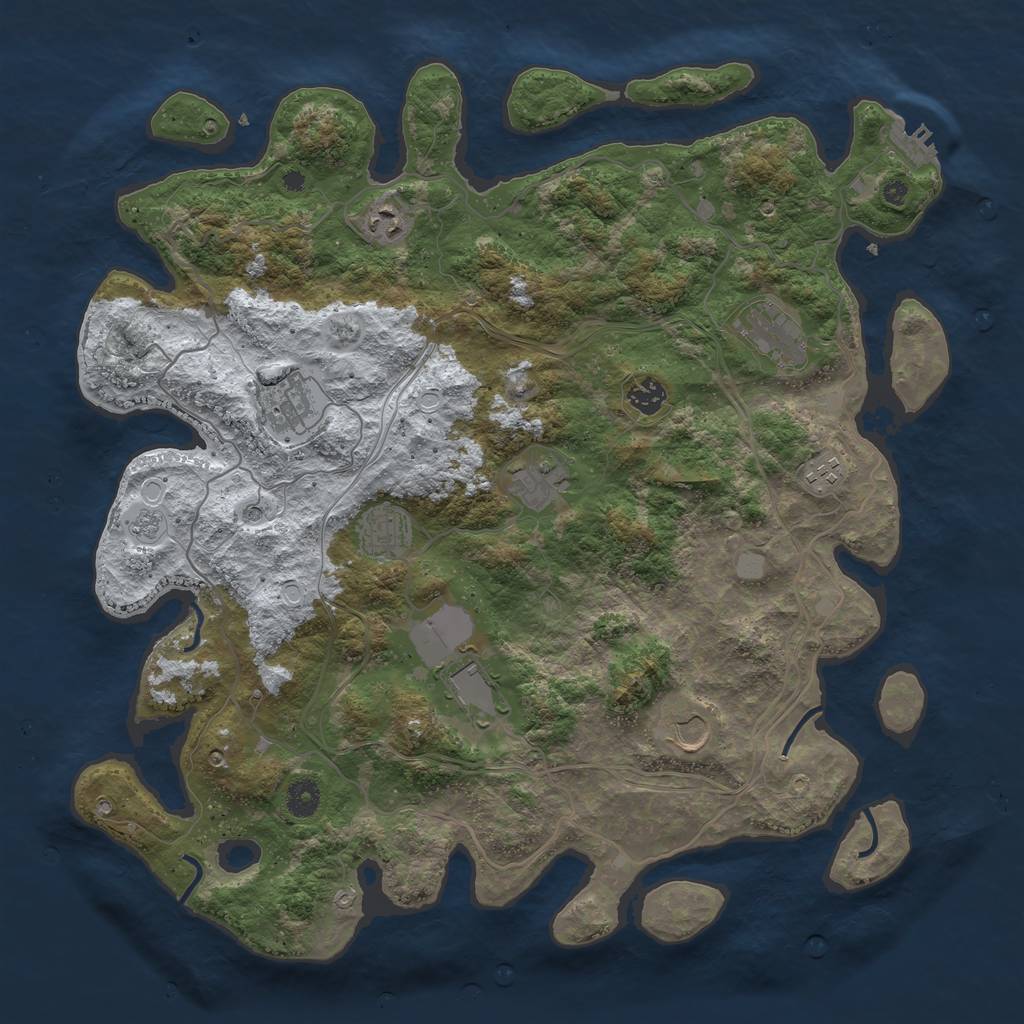 Rust Map: Procedural Map, Size: 4250, Seed: 973029351, 17 Monuments