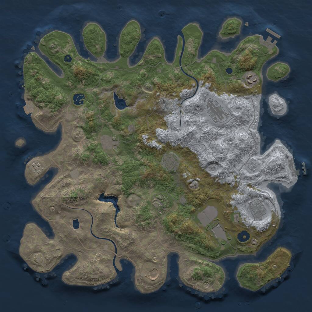 Rust Map: Procedural Map, Size: 4000, Seed: 279176, 16 Monuments