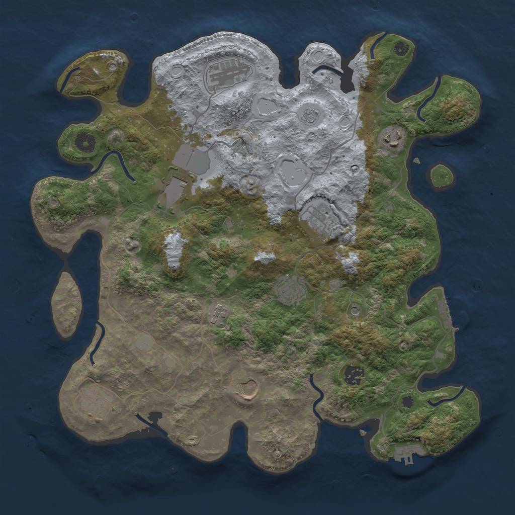 Rust Map: Procedural Map, Size: 3800, Seed: 65889854, 18 Monuments