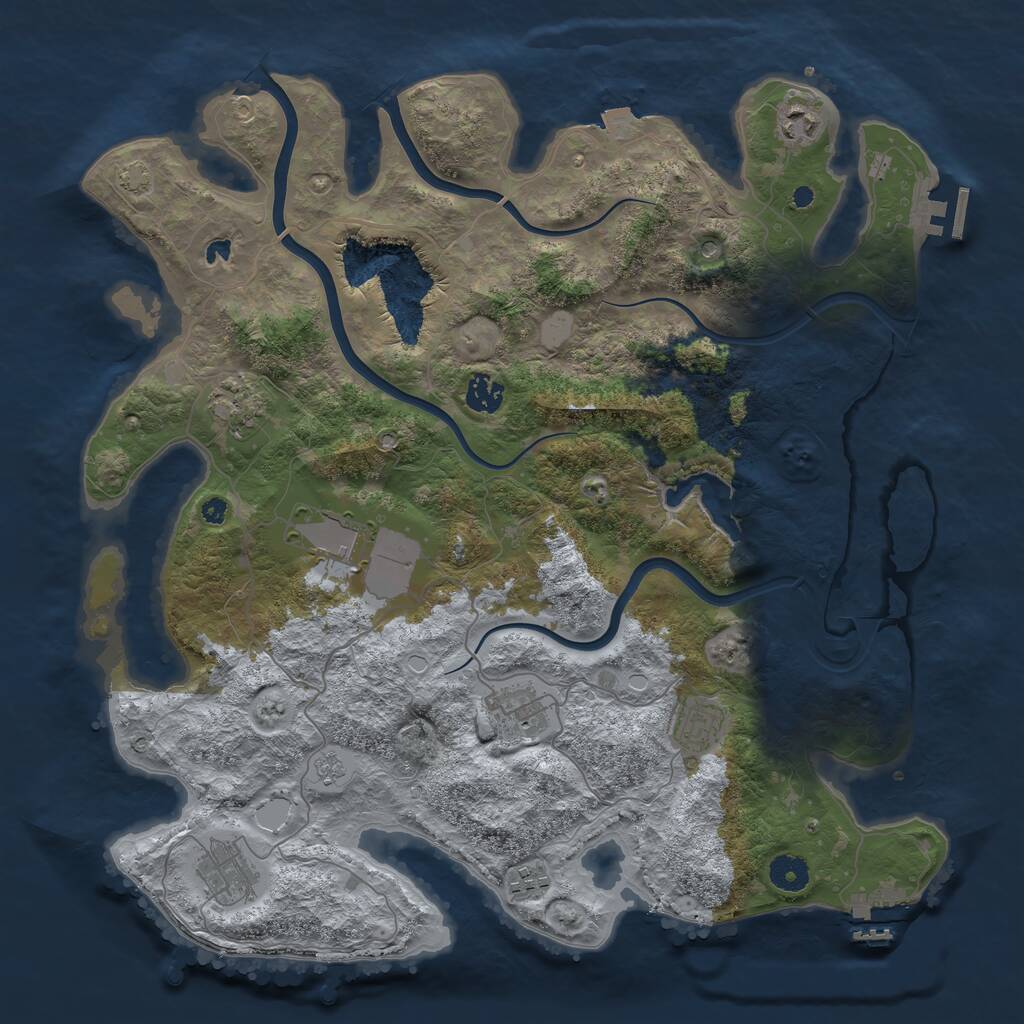 Rust Map: Procedural Map, Size: 4000, Seed: 4321, 14 Monuments