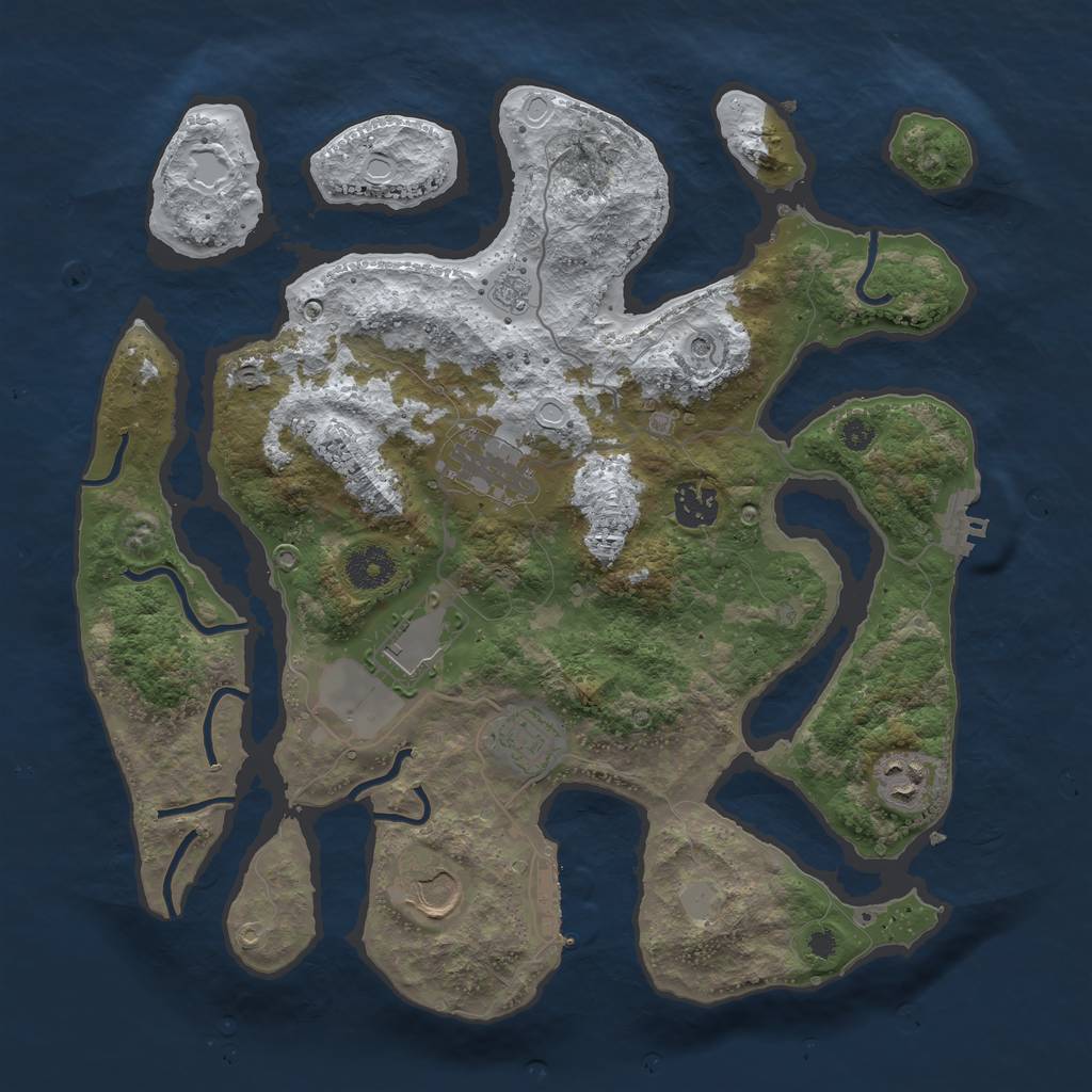 Rust Map: Procedural Map, Size: 3550, Seed: 250737, 15 Monuments