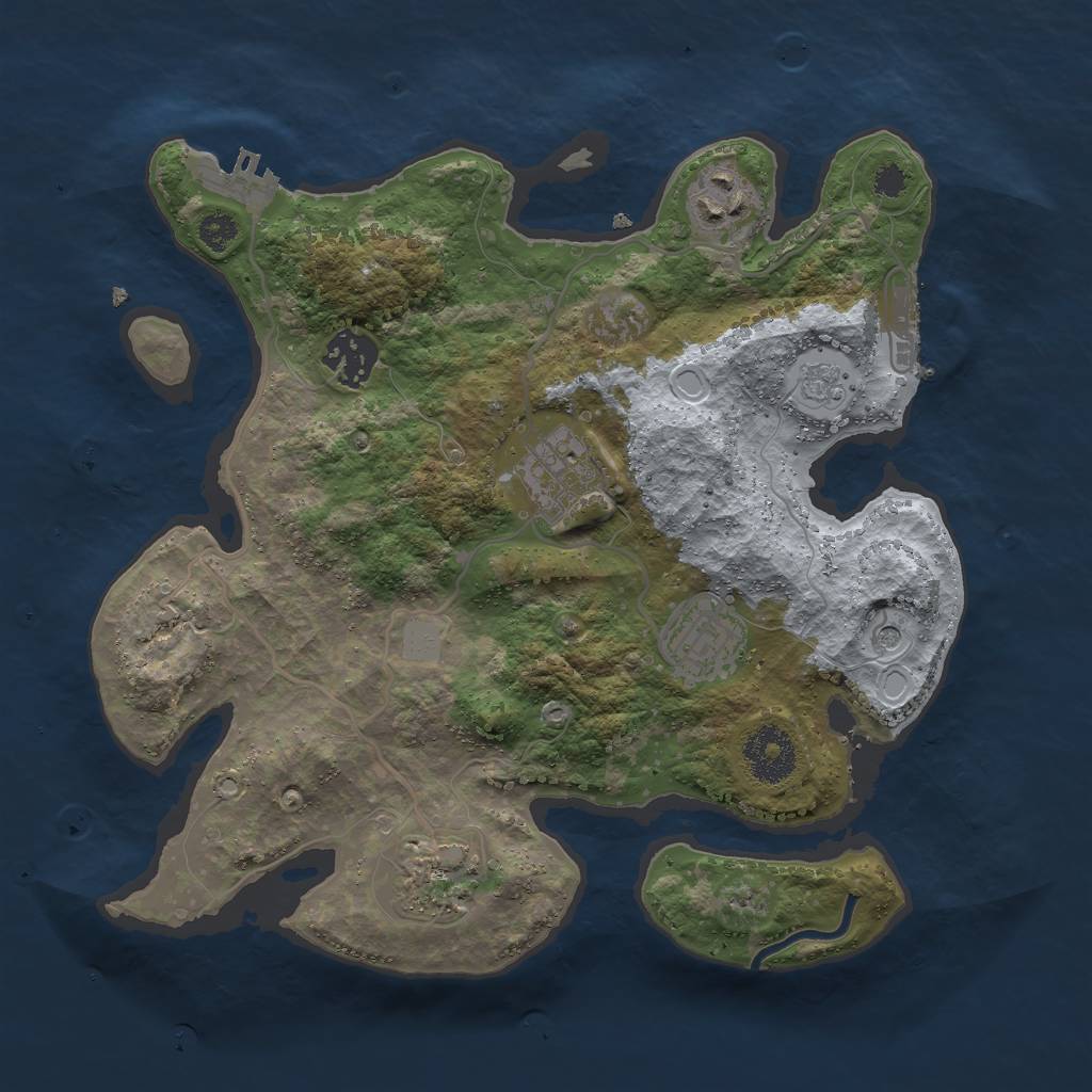 Rust Map: Procedural Map, Size: 3000, Seed: 9914313, 12 Monuments