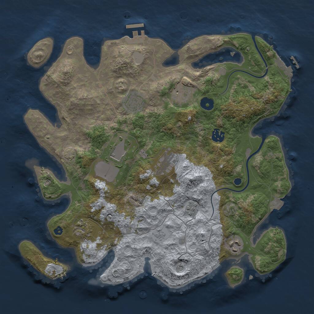 Rust Map: Procedural Map, Size: 3550, Seed: 364888, 14 Monuments