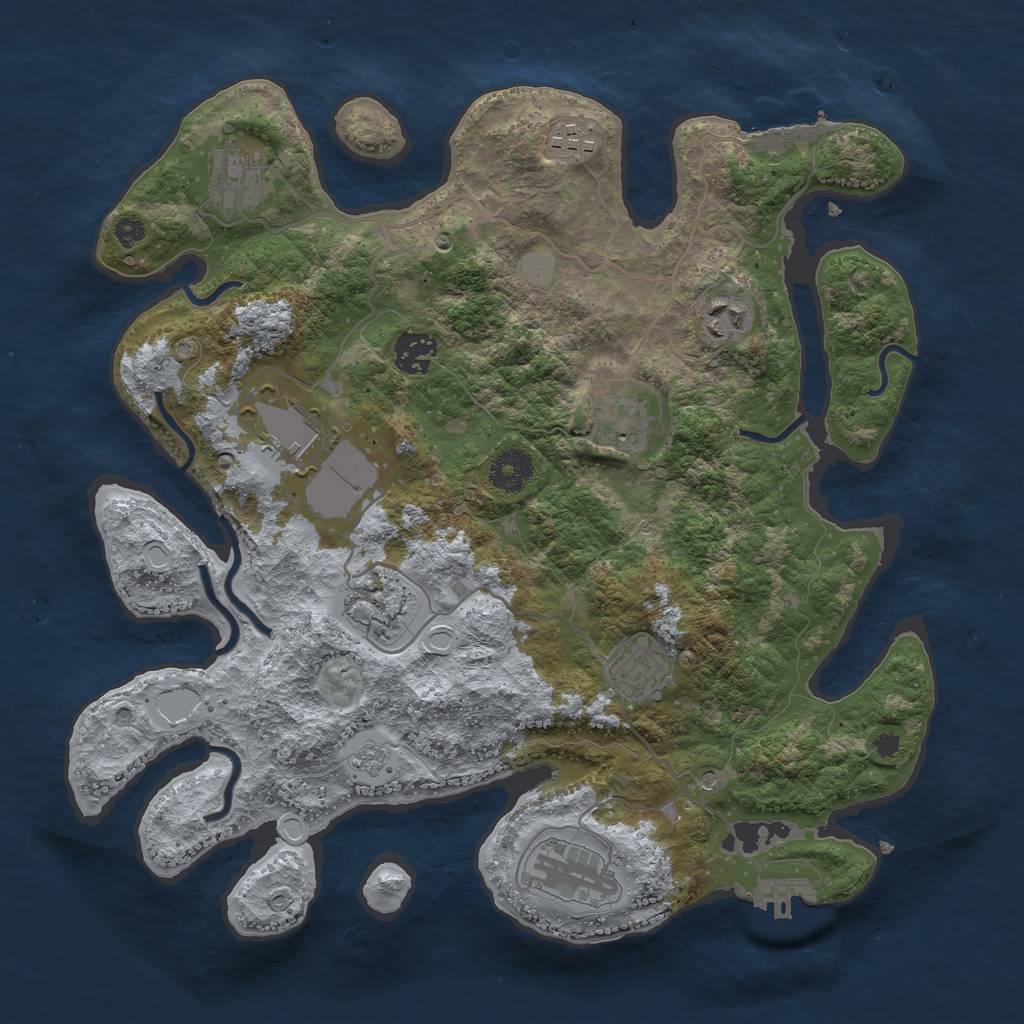 Rust Map: Procedural Map, Size: 3550, Seed: 86422, 18 Monuments