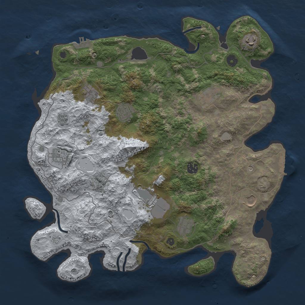 Rust Map: Procedural Map, Size: 4000, Seed: 891345, 19 Monuments