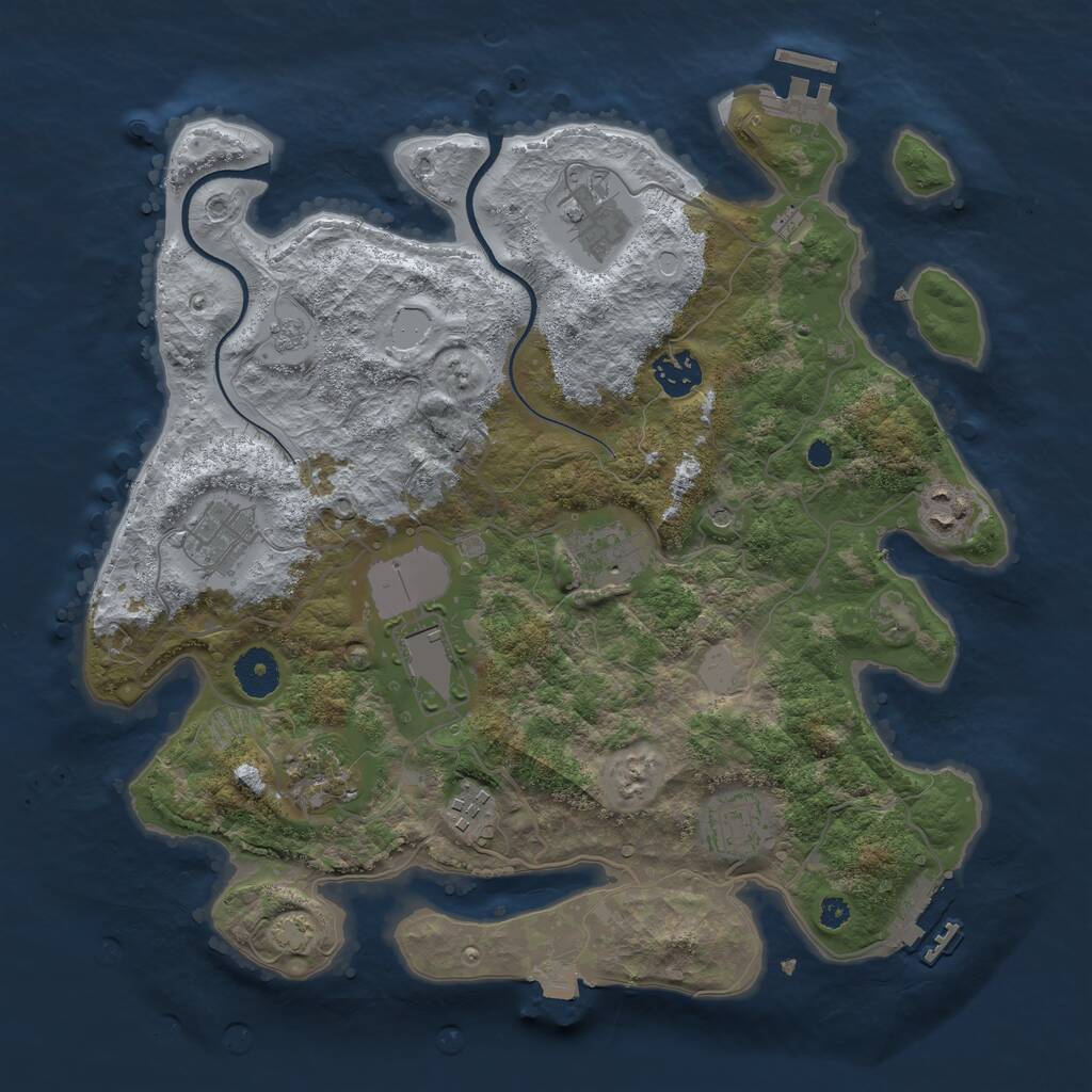 Rust Map: Procedural Map, Size: 3550, Seed: 183502, 15 Monuments