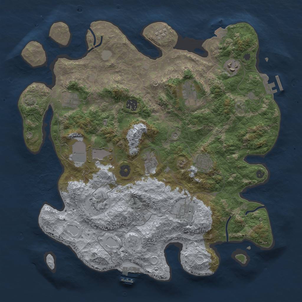 Rust Map: Procedural Map, Size: 3850, Seed: 6738, 18 Monuments