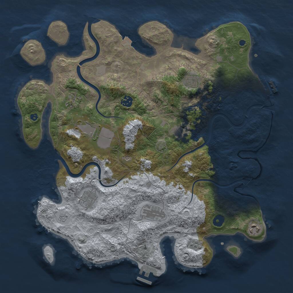 Rust Map: Procedural Map, Size: 3850, Seed: 6738, 15 Monuments