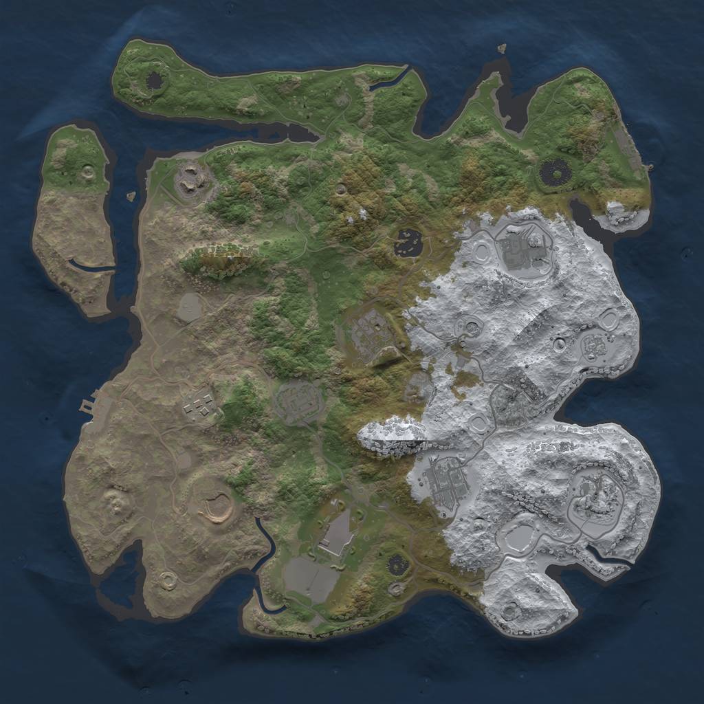 Rust Map: Procedural Map, Size: 3550, Seed: 925622, 19 Monuments