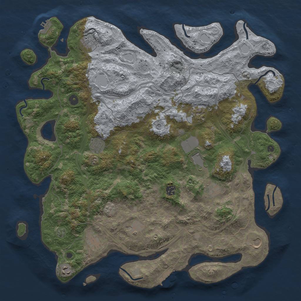 Rust Map: Procedural Map, Size: 4500, Seed: 2070328531, 20 Monuments