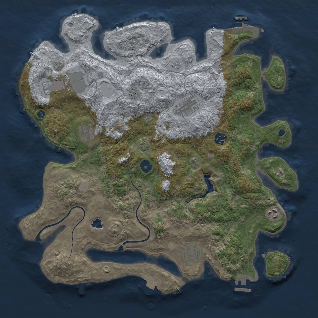 Rust Map: Procedural Map, Size: 4000, Seed: 238845, 13 Monuments