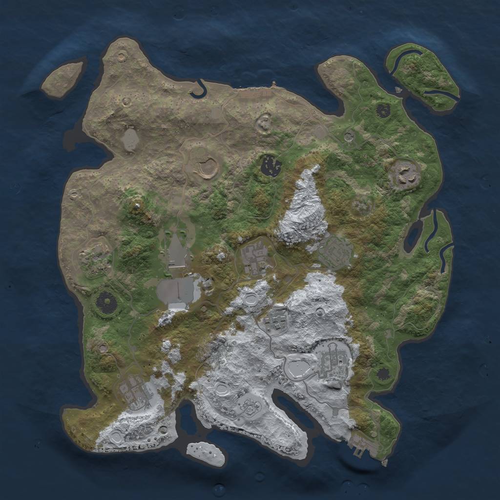 Rust Map: Procedural Map, Size: 3550, Seed: 673256, 19 Monuments