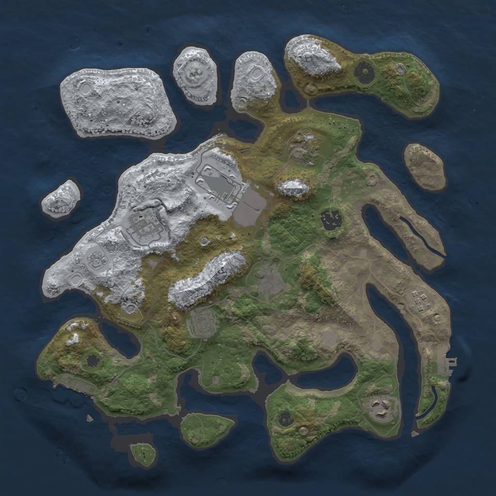 Rust Map: Procedural Map, Size: 3550, Seed: 310214, 17 Monuments