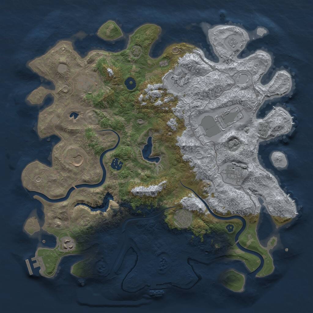 Rust Map: Procedural Map, Size: 4000, Seed: 734665, 15 Monuments