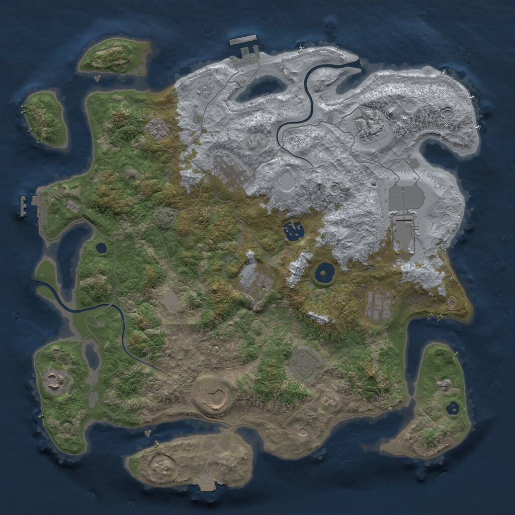 Rust Map: Procedural Map, Size: 3850, Seed: 1883344528, 16 Monuments