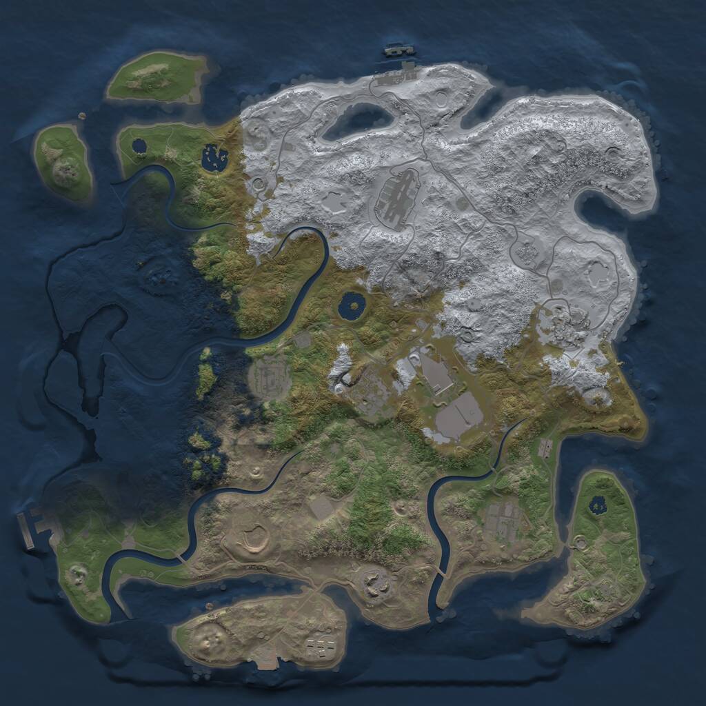 Rust Map: Procedural Map, Size: 3850, Seed: 1883344528, 16 Monuments