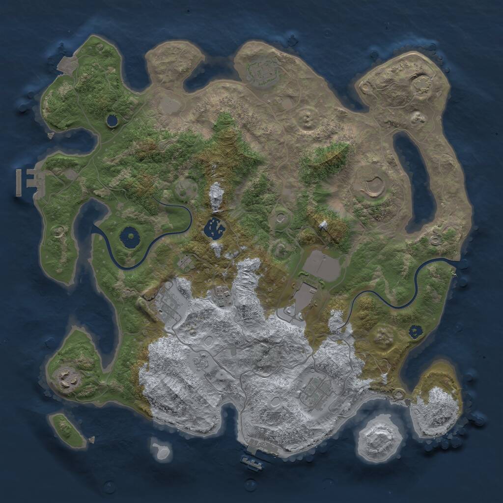 Rust Map: Procedural Map, Size: 3700, Seed: 1197804555, 14 Monuments