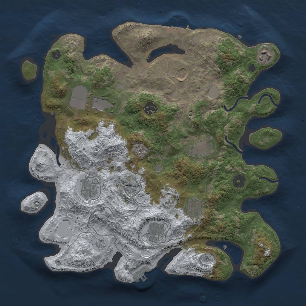 Rust Map: Procedural Map, Size: 3500, Seed: 592274234, 18 Monuments