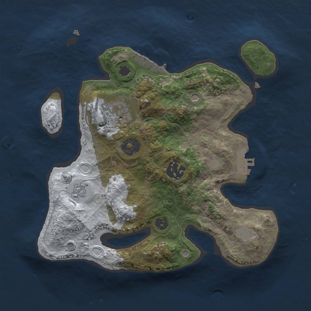 Rust Map: Procedural Map, Size: 2500, Seed: 553387805, 11 Monuments