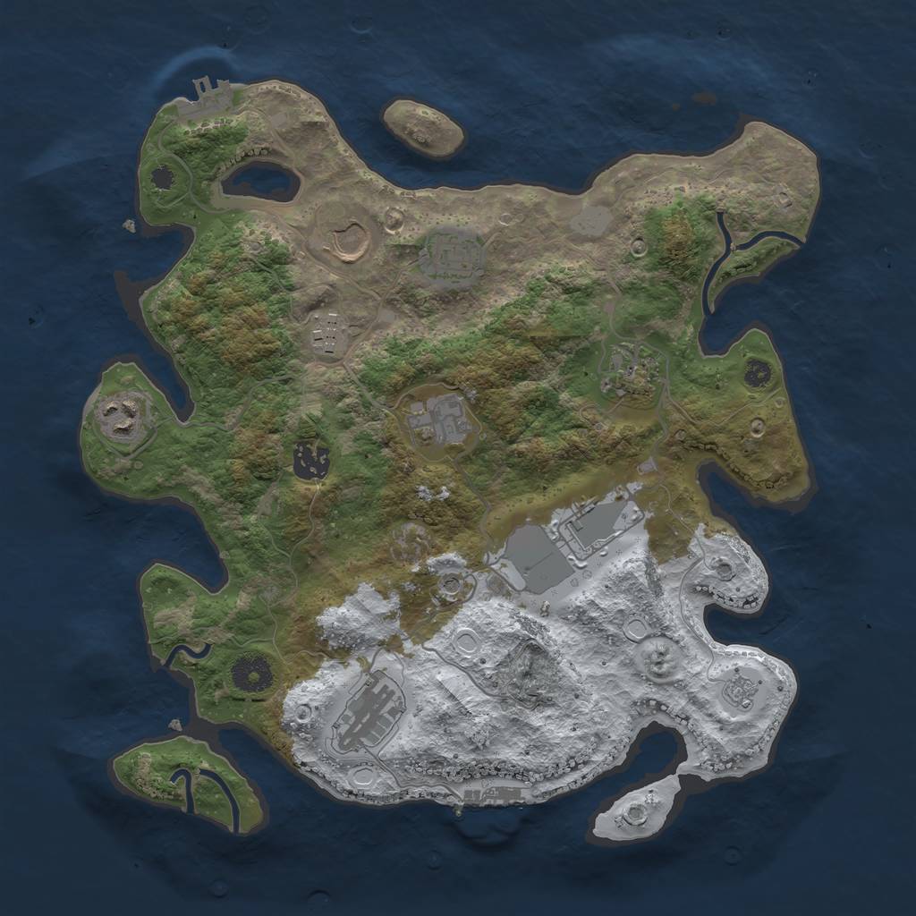 Rust Map: Procedural Map, Size: 3500, Seed: 7019, 18 Monuments