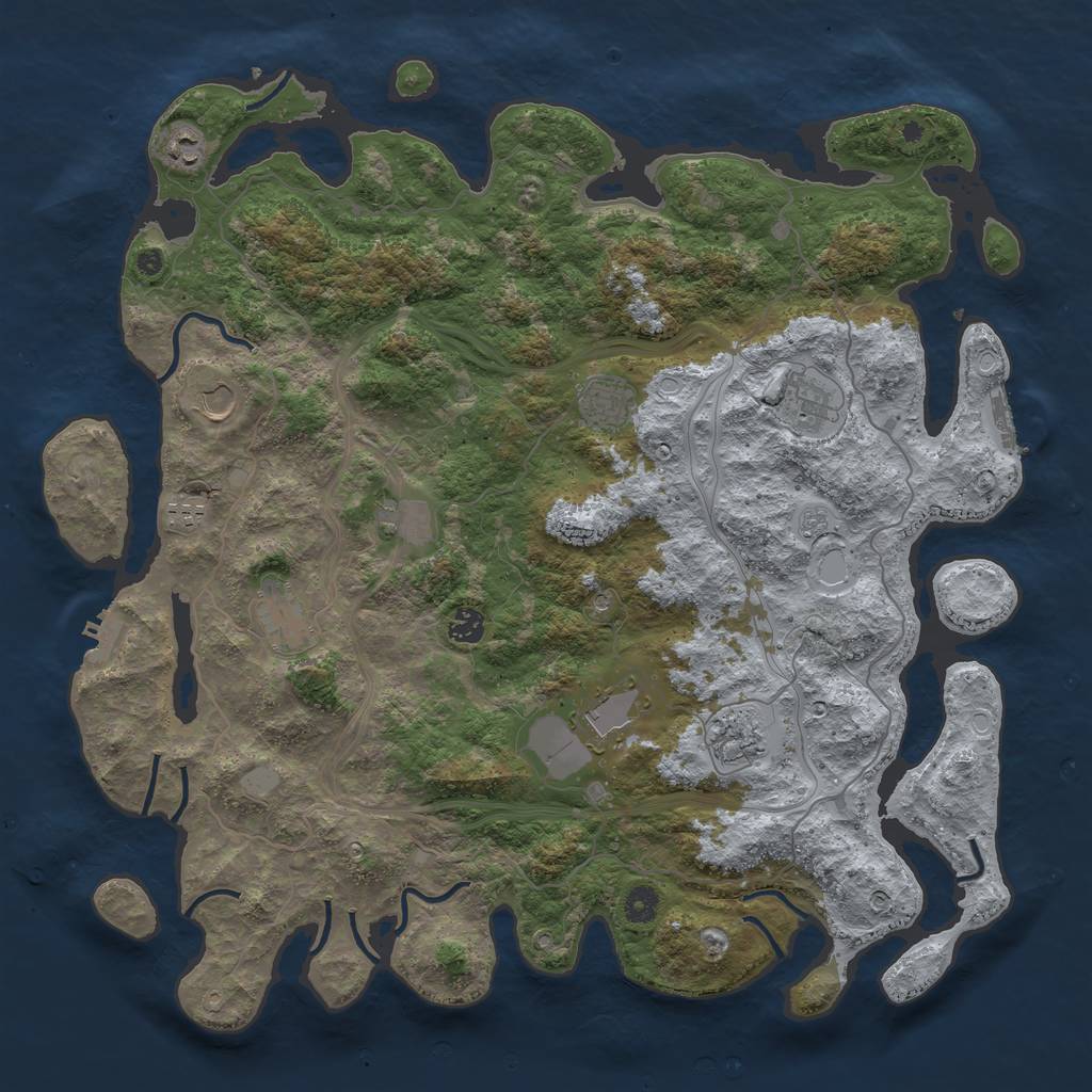 Rust Map: Procedural Map, Size: 4500, Seed: 2054, 19 Monuments