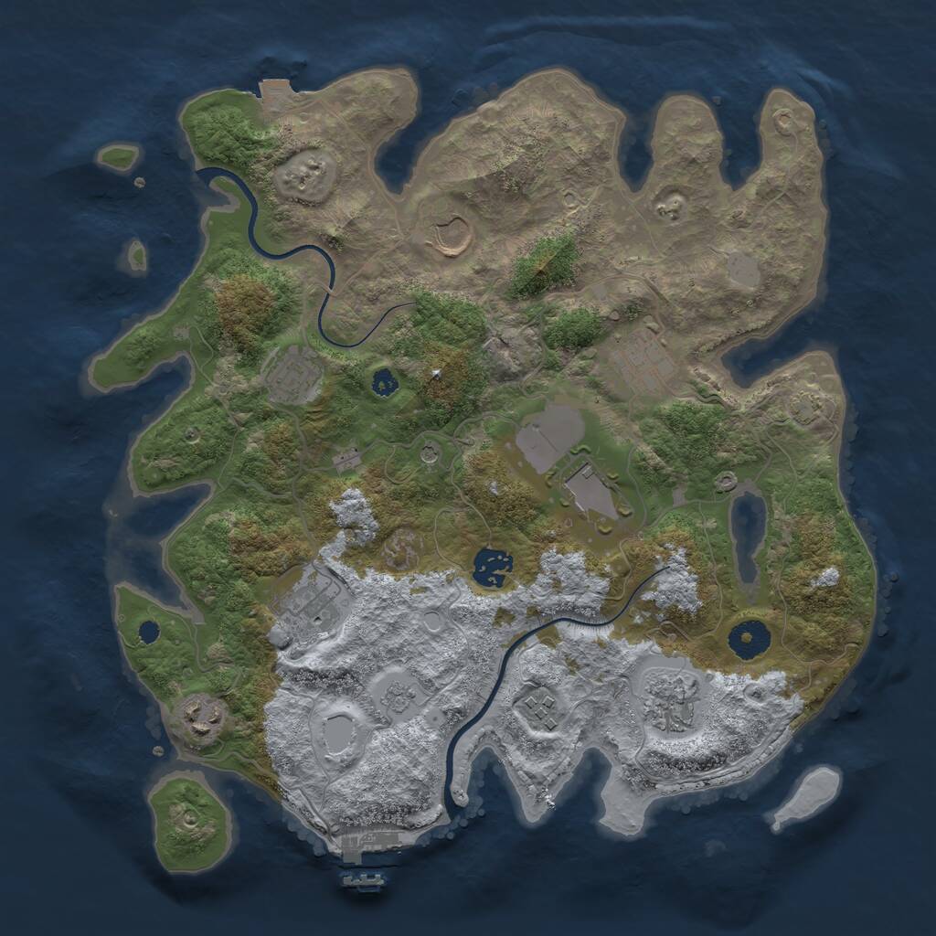 Rust Map: Procedural Map, Size: 3550, Seed: 386989, 14 Monuments