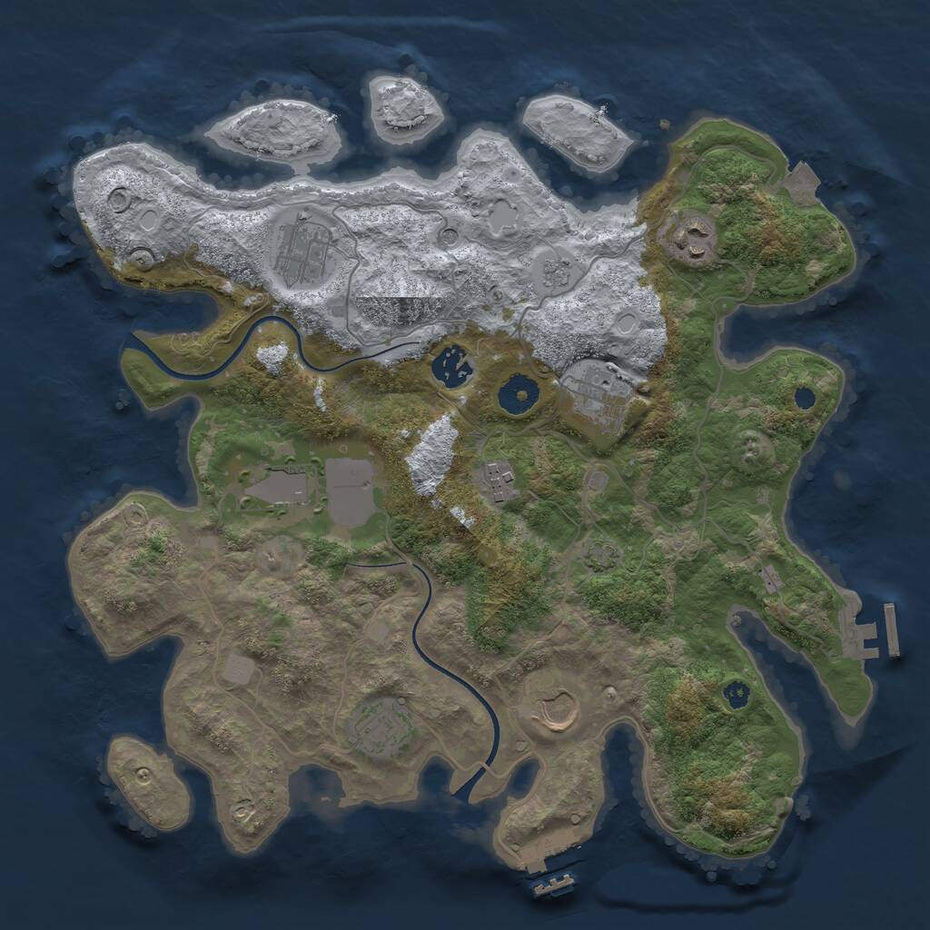 Rust Map: Procedural Map, Size: 3550, Seed: 219628, 14 Monuments