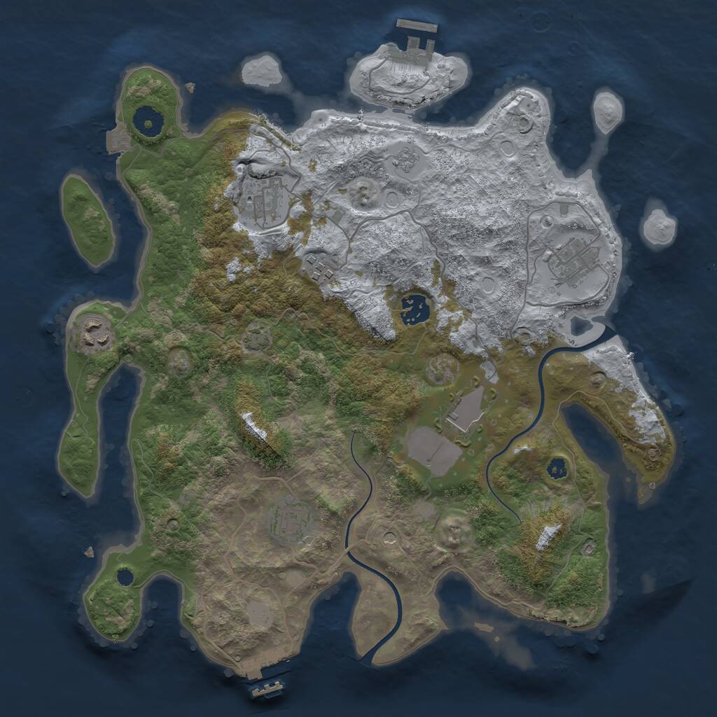 Rust Map: Procedural Map, Size: 3550, Seed: 45641, 13 Monuments