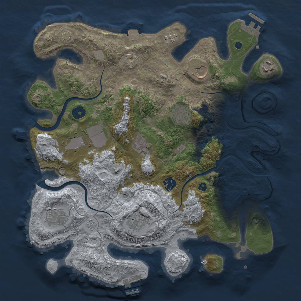 Rust Map: Procedural Map, Size: 3500, Seed: 1927178146, 15 Monuments