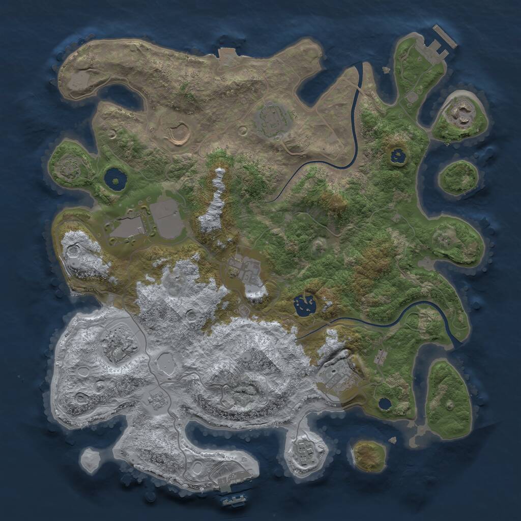 Rust Map: Procedural Map, Size: 3500, Seed: 1927178146, 14 Monuments